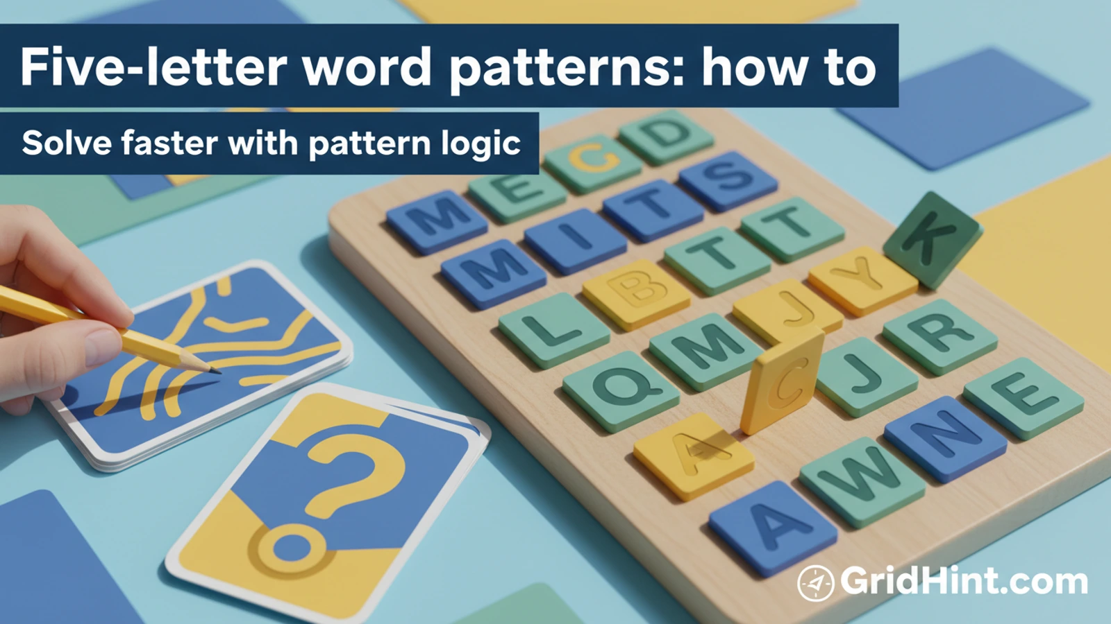 Five-letter word patterns: how to narrow guesses without guessing randomly | GridHint Five-letter word patterns: how to narrow guesses without guessing randomly word puzzle strategy guide with grid visual